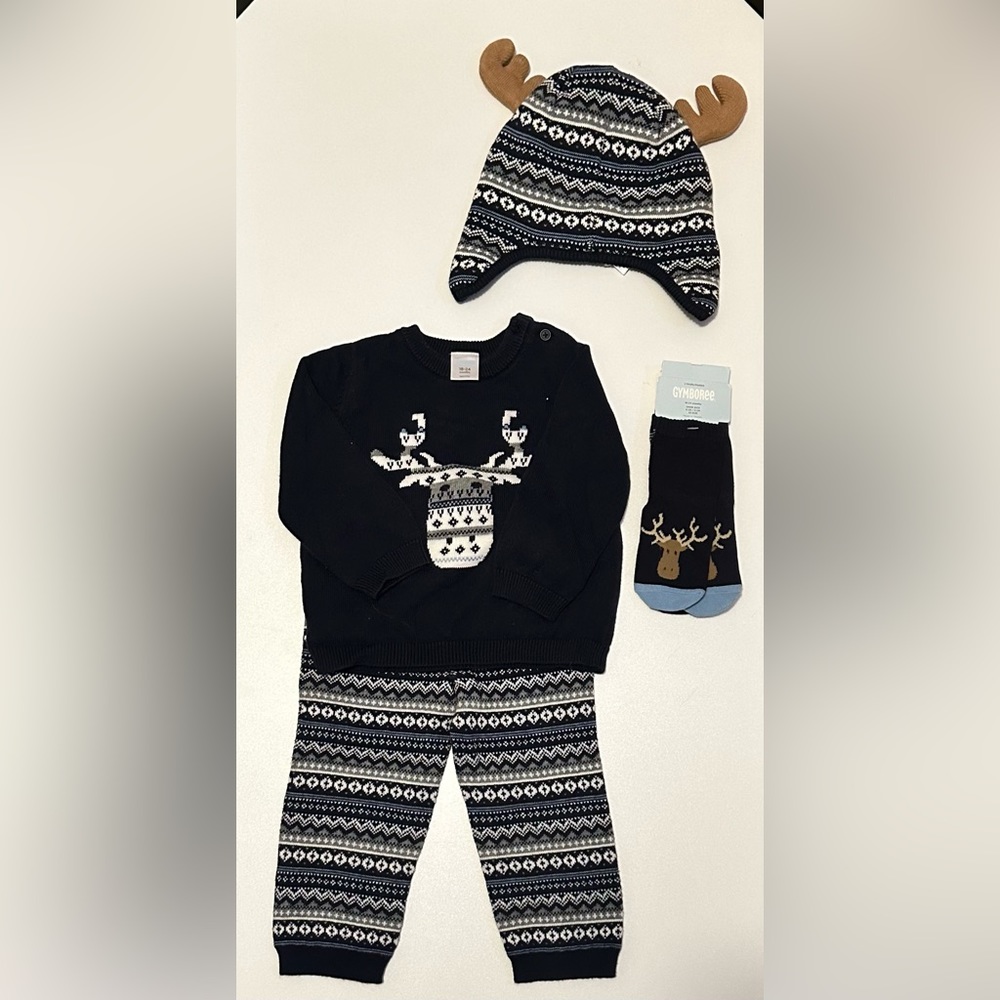 NWT Gymboree Winter Moose outfit with socks and hat